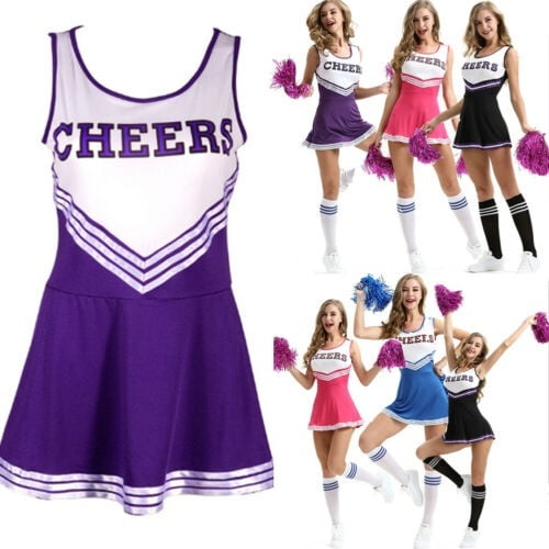 Kids Girls Cheerleader Costume Uniform Cheerleading School Fancy Dress Outfit 