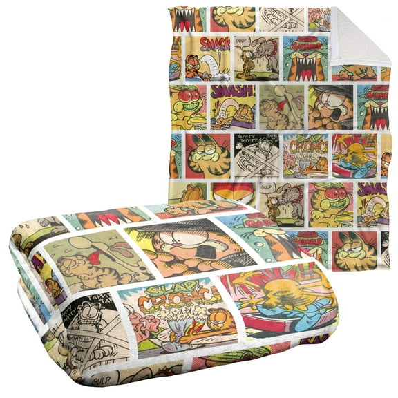 Garfield Blanket, 50"x60", Collage Silky Touch Sherpa Back Super Soft Throw
