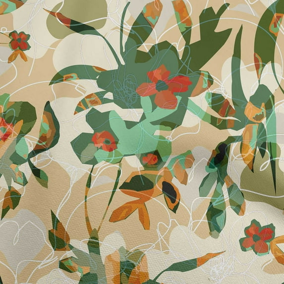 oneOone Cotton Silk Green Fabric Abstract Ink Texture Craft Projects Decor Fabric Printed By The Yard 42 Inch Wide