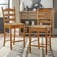 thumbnail image 2 of TMS 24" Indoor Ladder Back Counter Stool with Rush Seat, Set of 2, Oak, 2 of 7
