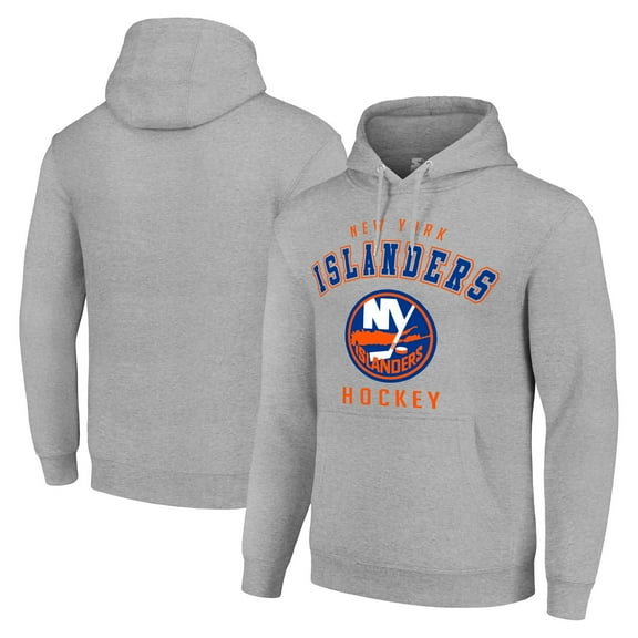 Men's Starter Heather Gray New York Islanders  Logo Pullover Hoodie