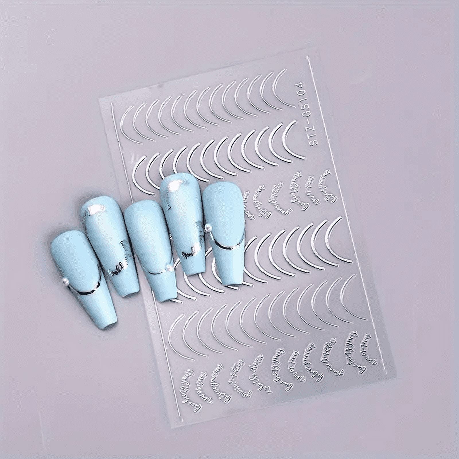 3pcs/set 3D Simple Lines Nail Stickers Rose Gold Metal Stripe Letters Decals Curve Gel Nails Art Sliders Polish Manicure Decor