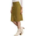 thumbnail image 4 of FALDA MIDI DE CORDUROY PARA MUJERES CHIC ALTA CINTURA CON BOTONES Y CINTURÓN OLIVA AMARILLO M, 4 of 6
