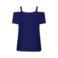 thumbnail image 4 of Women's Fashion Color Casual V-Neck Short Sleeve Loose T-Shirt Tops, 4 of 6