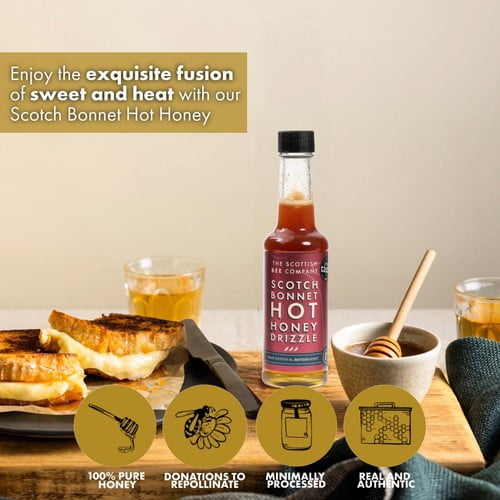 Scottish Bee Company Scotch Bonnet Hot Honey 200g, British Import (Pack of 2)