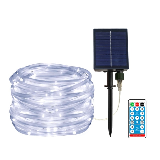 Amdohai 40ft/100leds Solar Powered LED String Lights Remote Control Color Changing 8 Modes Copper Wire Decorative Christmas Decorative Lights Waterproof Fairy String Lamp for Wedding Party Outdoor S