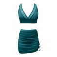 thumbnail image 3 of WILLBEST Traje de Baño Negro para Mujer, conjunto de Bikini de Cintura Alta con Falda de Baño, Trajes de Baño de Malla Tipo Pareo, 3 of 4