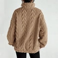 thumbnail image 7 of Ounisa Womens Cable Knit Half Zip Sweater V Neck Collared Fall Trendy Oversized Long Sleeve Solid Pullover Tops, 7 of 7