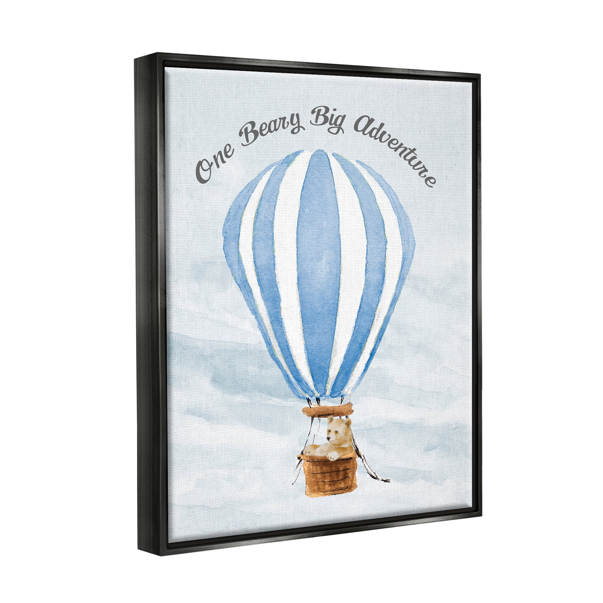 Stupell Industries Beary Big Adventure Balloon Animals & Insects Painting Black Floater Framed Canvas Art Print Wall Art, 25 x 31