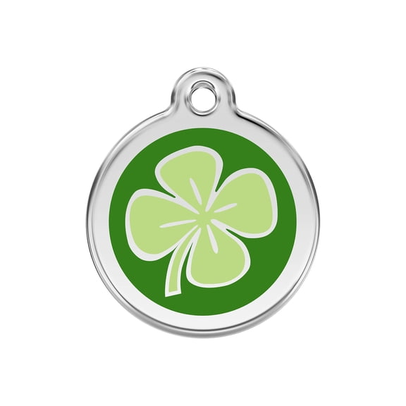 Red Dingo Stainless Steel Enamel Clover Personalized Engraved Pet ID Tag, Medium