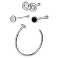 thumbnail image 4 of Adult Women's Body Jewelry 22 Gauge Multi Shape Stainless Steel & Crystal Nose Ring, 4 Pack, 4 of 5