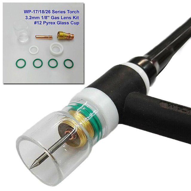 8 Uds Kit de soplete de soldadura para Wp-17/18/26 soplete de soldadura Tig lente de Gas rechoncha #12 copa de vidrio térmico aisladores de lente de Gas