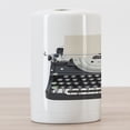 thumbnail image 3 of Typewriter Ceramic Toothbrush Holder, Nostalgic Illustration of Old Mechanical Keyboard, Decorative Versatile Countertop for Bathroom, 4.5" X 2.7", Grey Champagne, 3 of 4