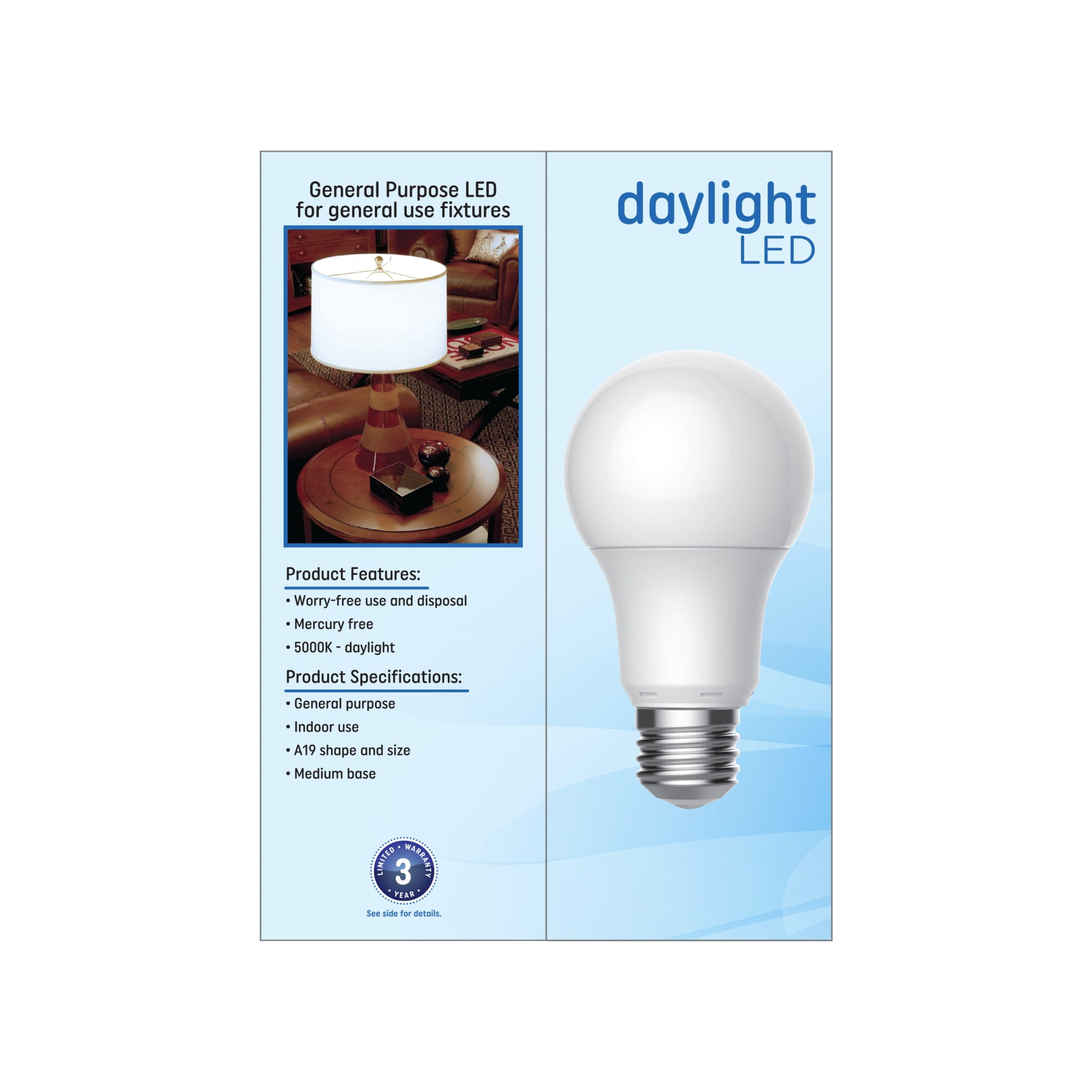 GE LED Light Bulbs, 40 Watt, Daylight, A19 Bulbs, Medium Base, 9yr, 4pk
