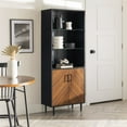 thumbnail image 3 of Home Square 68" Bookmatch Doors Two Tone Hutch in Solid Black - Set of 2, 3 of 11