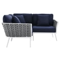 thumbnail image 5 of Lounge Sectional Sofa Chair Set, Navy White, Aluminum, Metal, Fabric, Modern Contemporary, Outdoor Patio Balcony Cafe Bistro Garden Furniture Hotel Hospitality, 5 of 10