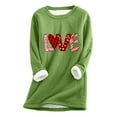 thumbnail image 3 of lcziwo Womens Sherpa Lined Pullover Love Heart Graphic Fleece Crewneck Sweatshirt Winter Thermal Sweatshirts Plus Size Comfy Loungewear Tunic Tops Valentine's Day Gift on Sale Army Green S, 3 of 4