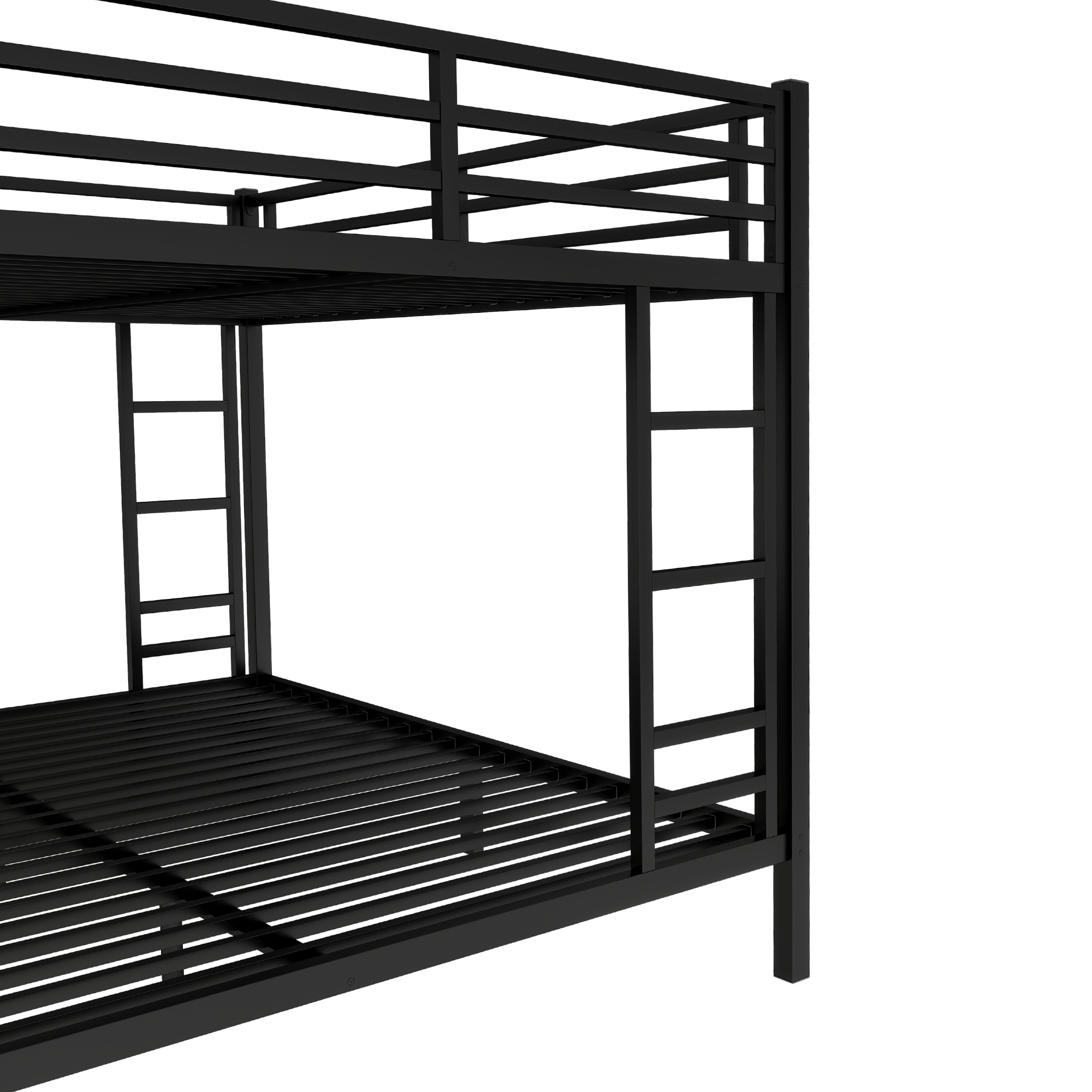 Leumius Queen over King Bunk Bed,Metal Bed Frame for Teens and Adults,Space-Saving/Noise Reduced/No Box Spring Needed, Black