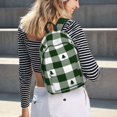 thumbnail image 6 of Hirioo Green White Lumberjack Plaid Canvas Backpack, Durable Travel Backpack with Multiple Compartments,Large Capacity, Backpack for School, Hiking, Work, 6 of 7