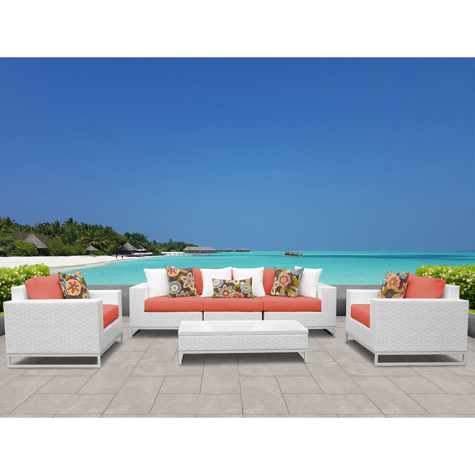 TK Classics Miami Wicker 6 Piece Patio Conversation Set with Club