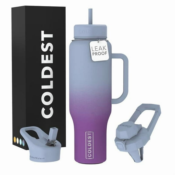COLDEST Drops v7 | Tumbler with Handle and Straw | 100% Leakprof Prevents Spills | Keeps Ice 50+ Hours | 40 oz Tumbler wth Handle | Cup Holder Friendly Base | Limitless Tumbler