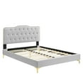 thumbnail image 3 of Platform Bed Frame, Tufted, Rivet Nailhead, Twin, Light Grey Gray, Velvet, Bedroom, Modern Contemporary Boutique HB35324, 3 of 15