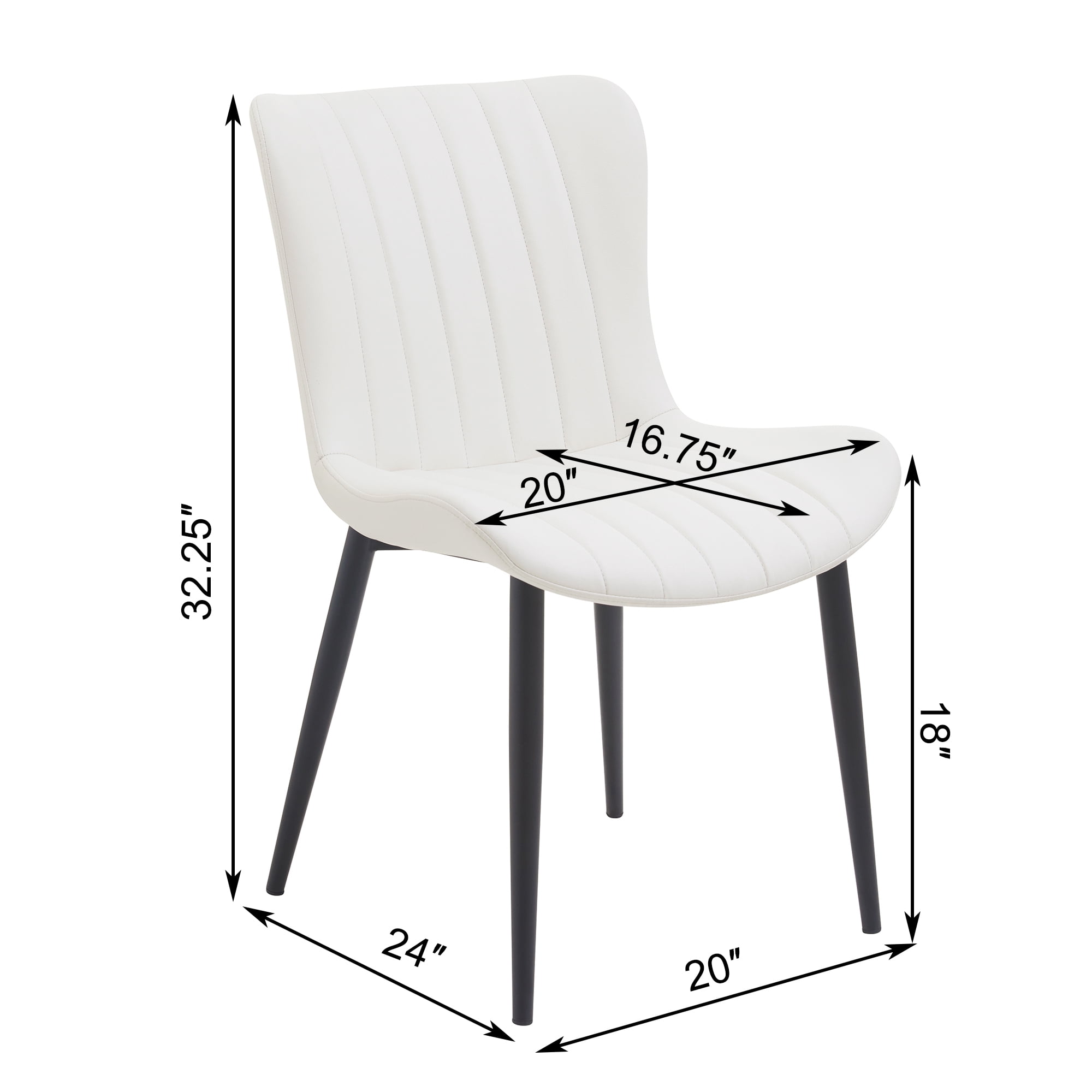 Euroco Mid-Century Modern Dining Chairs Set of 2, Accent Chairs with Curved Back and Iron Frame, Kitchen Side Chairs for Bedroom, Living Room,Dining Room,Cream White