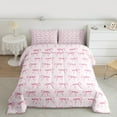 thumbnail image 2 of Manfei Princess Pink Bow Queen Comforter Set, Cartoon Love Heart Print Bedding Sets, Kawaii Ribbon Bowknot Reversible Bedding Comforter Set, Microfiber Bedroom Decor, 3-Piece, 2 of 8