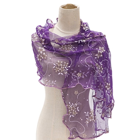 ROZYARD Luxury Floral Lace Scarf Lightweight Chiffon Elegant Neck Wrap Accessory