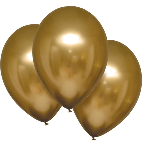 6 Satin Gold Luxe Balloons 11"