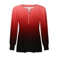 thumbnail image 4 of FAIWAD Women's V Neck Long Sleeve Tunic Tops Gradient Pleated Layered Button Down Slim Pullover Tops, 4 of 5