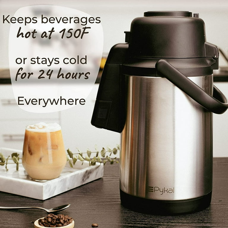 Pykal Splash-Proof Thermal Coffee Carafe Insulated Drink Dispenser with  Pump, 120 Oz 