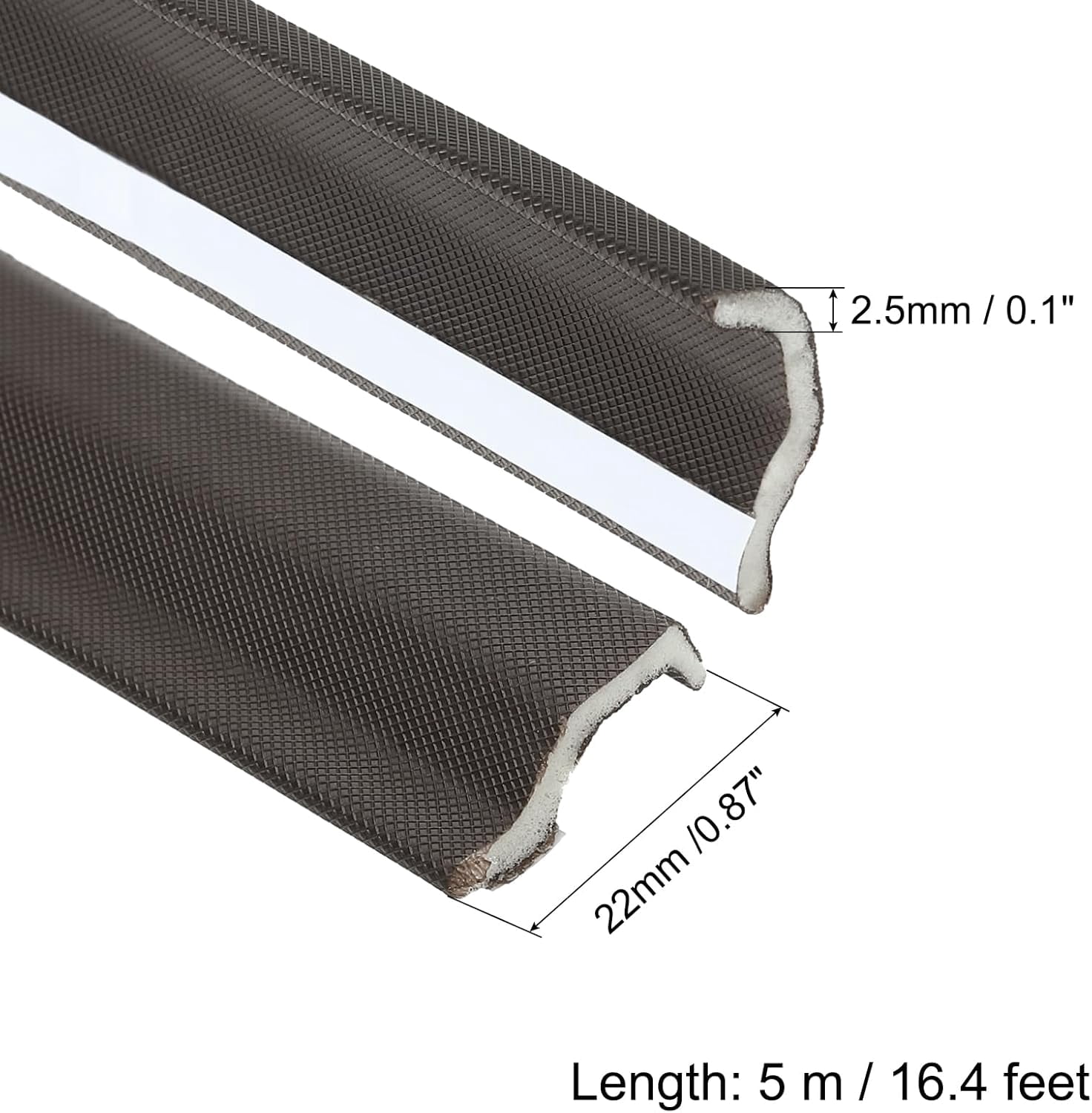 FRKSMD-16 Feet Kerf Weather Stripping Door Seal, Self Adhesive PU Foam Weather Strip V-Shaped Soundproof Door Insulation Strip for Window Door Bottom and Side, Brown