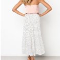 thumbnail image 5 of Womens High Waist Polka Dot Pleated Skirt, Midi Swing Skirt with Pockets,Summer Boho Halter Skirt, White, Large Size, 5 of 7