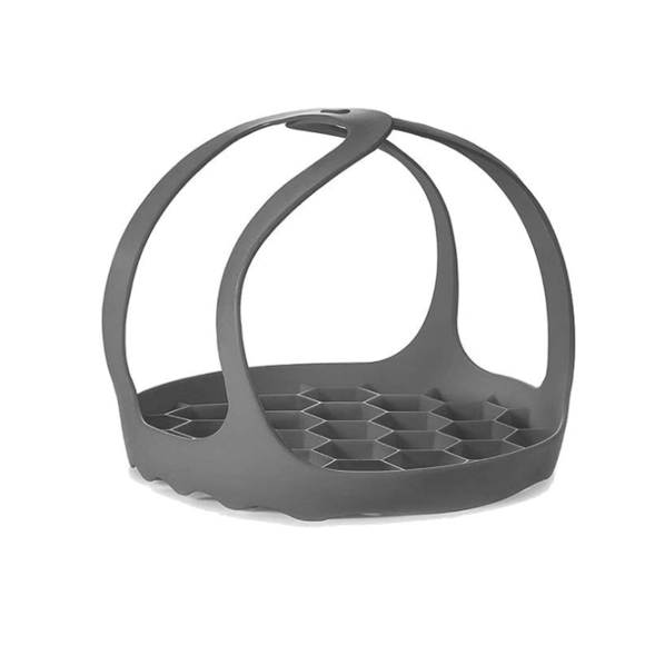 Egg Steam Rack - Egg Holder - Silicone - Grey - Egg Holder Cooking - Kitchen Accessories - Silicone Baking Molds Sling - 16.5 cm - Carrying Strap for Pressure Cooker