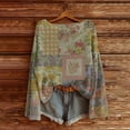 thumbnail image 2 of WTXUE Chandail Fair Isle pour Femmes Imprimé Artistique Vintage Fair Isle Chandail Rétro Blouses Légères Hauts Boho Tricot Rétro Automne Décontracté Ample Col Rond Manches Longues Chandail Ample Violet Clair m, 2 of 3