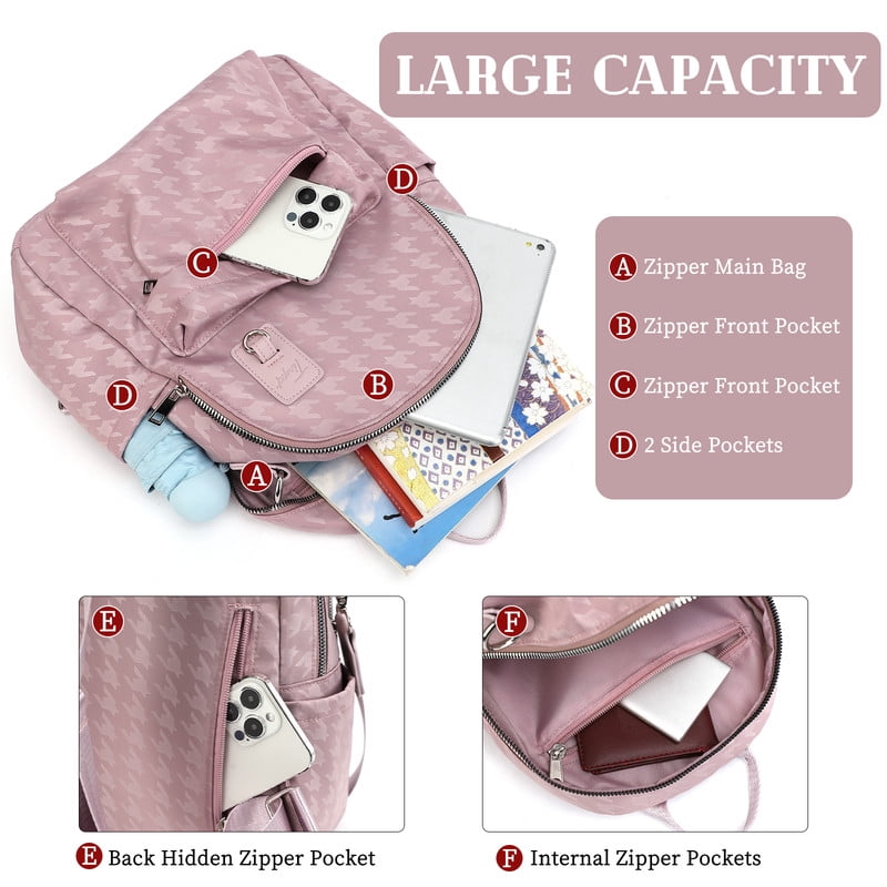 Tinyat Backpack for Women Fashion Shoulders Bag Convertible Ladies Bags Waterproof Large Capacity for Commute Concert