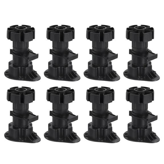 Adjustable Legs, 8 Pack 46 x 80mm - Furniture Leveling Foot, Thin Legs Leveler Support Frame for Bed Sofa (Black)