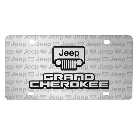 Jeep Grand Cherokee 3D Logo on Logo Pattern Brushed Aluminum License Plate