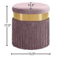 thumbnail image 4 of Meridian Furniture Yasmine Contemporary Velvet Ottoman/Stool in Pink, 4 of 8