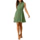 thumbnail image 2 of Vestido sin mangas de primavera con cinturón y estampado floral para mujer, largo hasta la rodilla, verde, con media abertura, 2 of 8