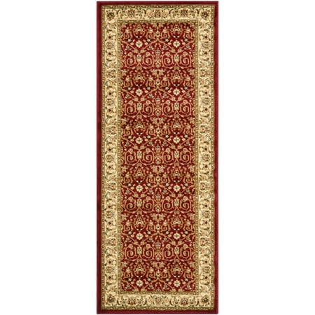 SAFAVIEH Lyndhurst Pearl Traditional Runner Rug  Red/Ivory  2 3  x 12 Lyndhurst Rug Collection. Luxurious EZ Care Area Rugs. The Lyndhurst Collection features luxurious  easy care  easy-maintenance area rugs made to add long lasting charm and decorative beauty even in the busiest  high traffic areas of the home. Hand tufted using a blend of soft yet durable synthetic yarns styled in traditional Persian florals  interwoven vines and intricate latticework. Use the Lyndhurst rugs in your home for an elegant and transitional upgrade.