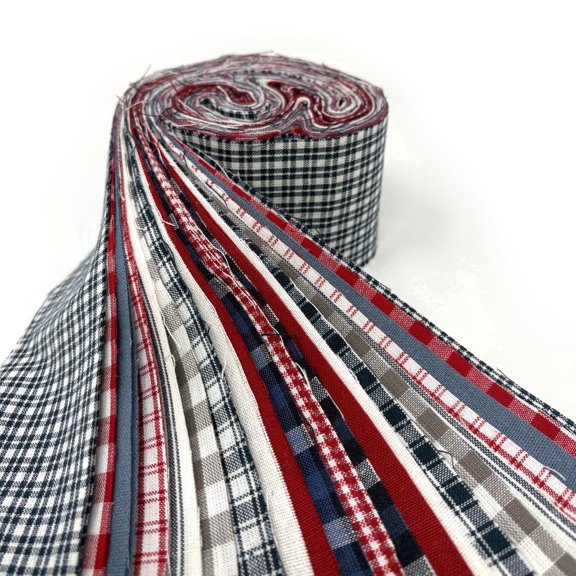 Red, White and Blue Homespun Plaid Fabric 2.5 X 44-inch Americana Precut Roll (Jelly Roll)- 22 pc. by JCS
