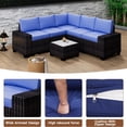 thumbnail image 5 of 6-Piece  Sectional Furniture PE Rattan Sofa Set, Durable Outdoor Conversation Set, Rattan Wicker Outdoor Conversation Sets with Coffee Table & Thickened Cushions, Outdoor Sofa Set for Backyard, 5 of 6