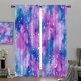 thumbnail image 2 of Tie Dye Curtains 52Wx84H Inch Rod Pocket Ombre Blue Pink Purple Galaxy Constellation Gradient Watercolor Starry Sky Teen Girl Living Room Bedroom Window Drapes 2 Panel, 2 of 2