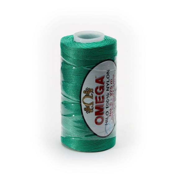 NYLON NO.5 by Omega - Strong 100% Nylon String Cord for Fine Crochet and Crafts - Color: 55 Jade