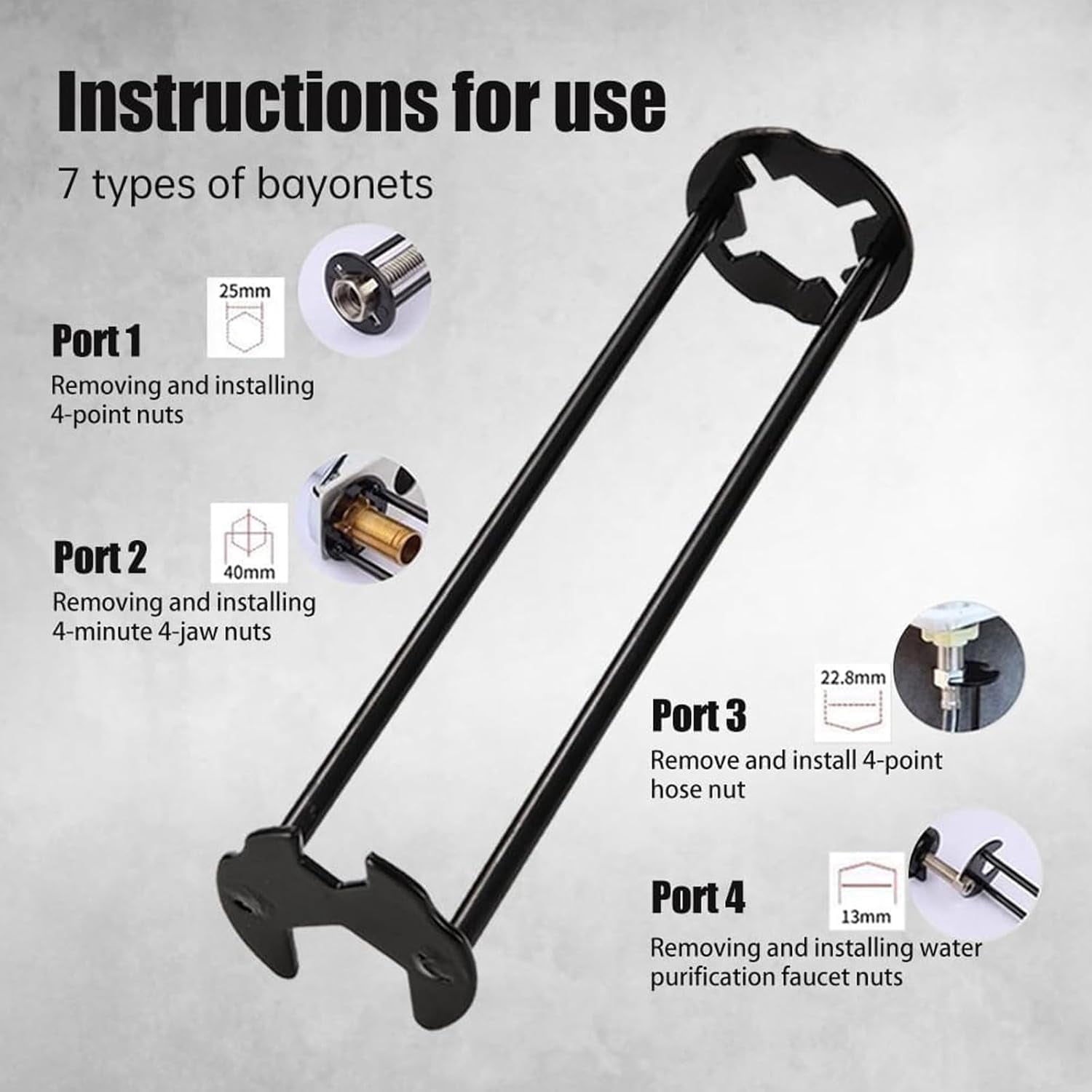 Multifunctional Sink Wrench for Plumbing Repair – Under Sink Basin Wrench for Tight Spaces, Faucet Wrench for Undermount Sink, Kitchen & Bathroom Repair Tool (#B)