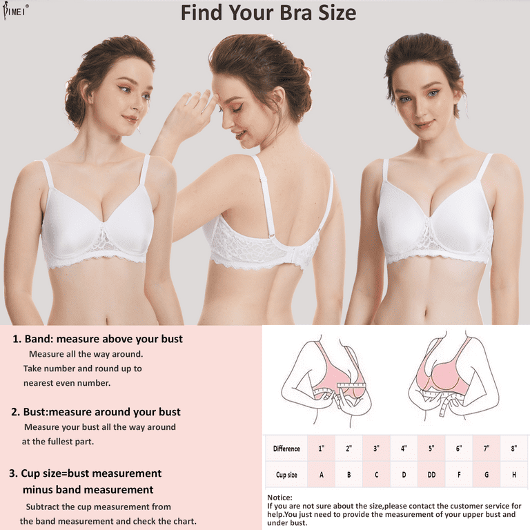 BIMEI Women's Mastectomy Bra Pockets Seamless Molded Bra Lace Contour  Post-Surgery Invisible Pockets for Breast Forms Everyday Bra 9828,White, 34A  