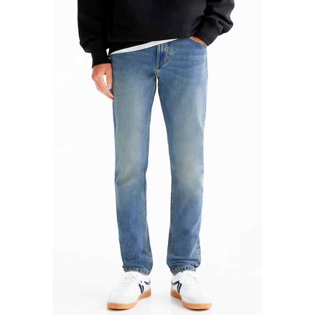 Pantalón Recto para Hombre Shendy Vendy Mezclilla Strech Clasico con Bolsillo Azul 34