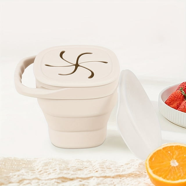 Contenedor plegable de silicona portátil, ahorro de espacio, adecuado for uso en exteriores, apto for lavavajillas, almacenamiento de refrigerios for niños, diseño de tapa a prueba de polvo